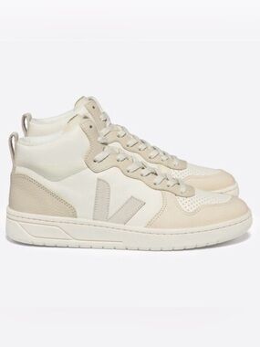 NIB Veja V-15 Leather Sneakers Sz 7 EU 38 Cashew Pierre Multicolor Hightops